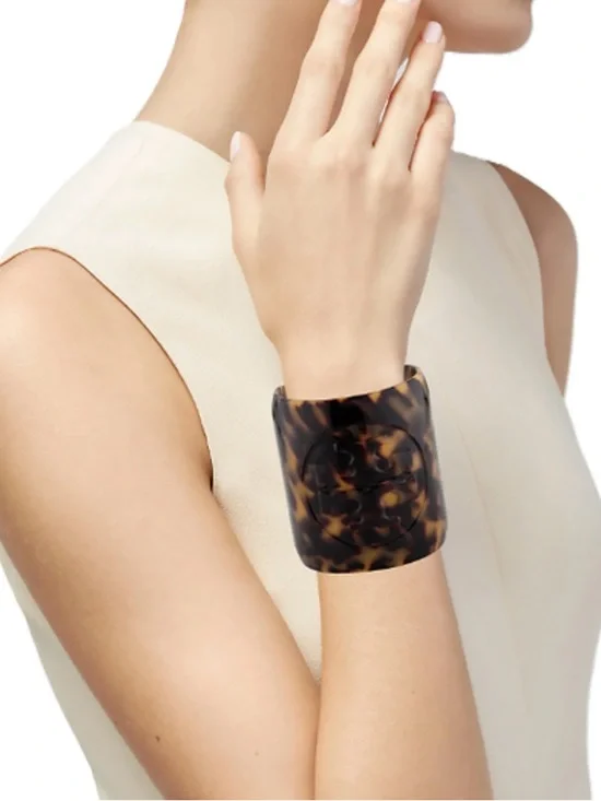 Tory Burch Tortoiseshell Resin Cuff Bracelet - Picture 1 of 3